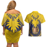 Tokelau Tokehega Day Couples Matching Off Shoulder Short Dress and Hawaiian Shirt National Badge Special Style - Polynesian Pride