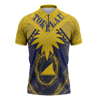 Tokelau Tokehega Day Zipper Polo Shirt National Badge Special Style LT05 Yellow - Polynesian Pride