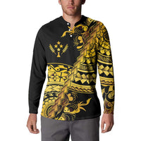 Kosrae Liberation Day Button Sweatshirt Polynesian Floral Tattoo - Polynesian Pride