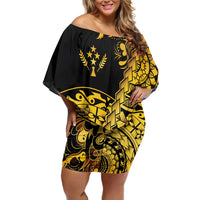 Kosrae Liberation Day Family Matching Off Shoulder Short Dress and Hawaiian Shirt Polynesian Floral Tattoo - Polynesian Pride