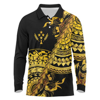 Kosrae Liberation Day Long Sleeve Polo Shirt Polynesian Floral Tattoo - Polynesian Pride