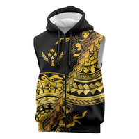 Kosrae Liberation Day Sleeveless Zip Hoodie Polynesian Floral Tattoo LT05 Gold - Polynesian Pride
