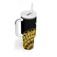 Kosrae Liberation Day Tumbler With Handle Polynesian Floral Tattoo - Polynesian Pride