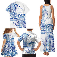 Pohnpei Liberation Day Family Matching Tank Maxi Dress and Hawaiian Shirt Polynesian Floral Tattoo - Polynesian Pride