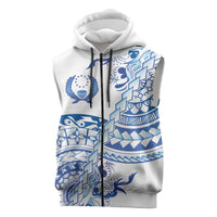 Pohnpei Liberation Day Sleeveless Zip Hoodie Polynesian Floral Tattoo LT05 White - Polynesian Pride
