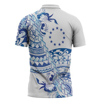 Pohnpei Liberation Day Zipper Polo Shirt Polynesian Floral Tattoo LT05 - Polynesian Pride