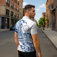 Pohnpei Liberation Day Zipper Polo Shirt Polynesian Floral Tattoo LT05 - Polynesian Pride