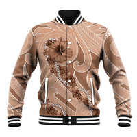 Hawaii Brown Hibiscus Pikake Lei Baseball Jacket - Polynesian Pride