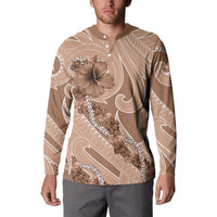 Hawaii Brown Hibiscus Pikake Lei Button Sweatshirt LT05 - Polynesian Pride
