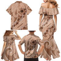Hawaii Brown Hibiscus Pikake Lei Family Matching Mermaid Dress and Hawaiian Shirt - Polynesian Pride