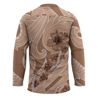 Hawaii Brown Hibiscus Pikake Lei Hockey Jersey LT05 - Polynesian Pride