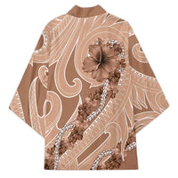 Hawaii Brown Hibiscus Pikake Lei Kimono - Polynesian Pride