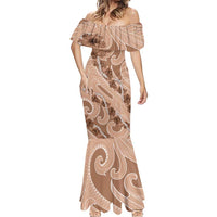 Hawaii Brown Hibiscus Pikake Lei Mermaid Dress - Polynesian Pride