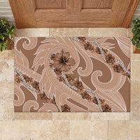 Hawaii Brown Hibiscus Pikake Lei Rubber Doormat LT05 Brown - Polynesian Pride