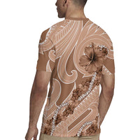Hawaii Brown Hibiscus Pikake Lei Rugby Jersey - Polynesian Pride