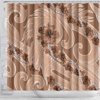 Hawaii Brown Hibiscus Pikake Lei Shower Curtain - Polynesian Pride