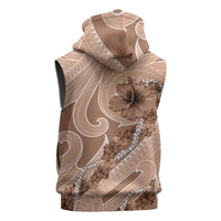 Hawaii Brown Hibiscus Pikake Lei Sleeveless Zip Hoodie LT05 - Polynesian Pride