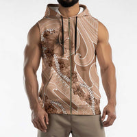 Hawaii Brown Hibiscus Pikake Lei Sleeveless Zip Hoodie - Polynesian Pride