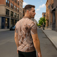 Hawaii Brown Hibiscus Pikake Lei Zipper Polo Shirt LT05 - Polynesian Pride