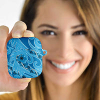 Hawaii Blue Hibiscus Pikake Lei AirPods Case LT05 Blue - Polynesian Pride