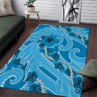 Hawaii Blue Hibiscus Pikake Lei Area Rug - Polynesian Pride