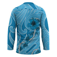Hawaii Blue Hibiscus Pikake Lei Hockey Jersey LT05 - Polynesian Pride