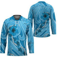 Hawaii Blue Hibiscus Pikake Lei Hockey Jersey LT05 - Polynesian Pride
