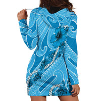 Hawaii Blue Hibiscus Pikake Lei Hoodie Dress - Polynesian Pride