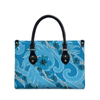 Hawaii Blue Hibiscus Pikake Lei Leather Bag - Polynesian Pride