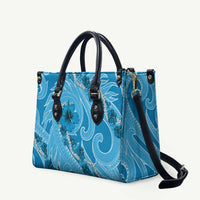 Hawaii Blue Hibiscus Pikake Lei Leather Bag - Polynesian Pride