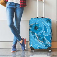 Hawaii Blue Hibiscus Pikake Lei Luggage Cover - Polynesian Pride