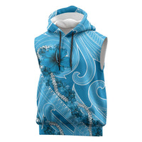 Hawaii Blue Hibiscus Pikake Lei Sleeveless Hoodie - Polynesian Pride