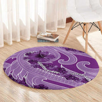 Hawaii Violet Hibiscus Pikake Lei Round Carpet - Polynesian Pride