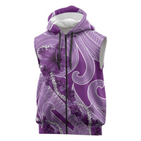 Hawaii Violet Hibiscus Pikake Lei Sleeveless Zip Hoodie LT05 Violet - Polynesian Pride