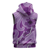 Hawaii Violet Hibiscus Pikake Lei Sleeveless Zip Hoodie LT05 - Polynesian Pride