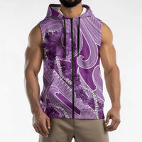 Hawaii Violet Hibiscus Pikake Lei Sleeveless Zip Hoodie LT05 - Polynesian Pride