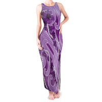 Hawaii Violet Hibiscus Pikake Lei Tank Maxi Dress LT05 Women Violet - Polynesian Pride