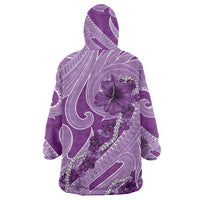 Hawaii Violet Hibiscus Pikake Lei Wearable Blanket Hoodie LT05 - Polynesian Pride
