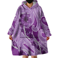 Hawaii Violet Hibiscus Pikake Lei Wearable Blanket Hoodie LT05 - Polynesian Pride