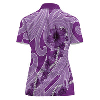 Hawaii Violet Hibiscus Pikake Lei Women Polo Shirt LT05 - Polynesian Pride