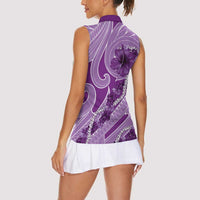Hawaii Violet Hibiscus Pikake Lei Women Sleeveless Polo Shirt LT05 - Polynesian Pride