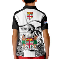 Fiji Rugby Kid Polo Shirt World Cup 2023 Fijian Tapa Pattern Black Version LT05 - Polynesian Pride