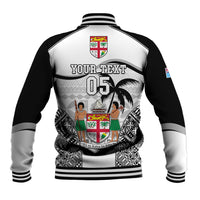 Custom Fiji Rugby Baseball Jacket World Cup 2023 Fijian Tapa Pattern Black Version LT05 - Polynesian Pride