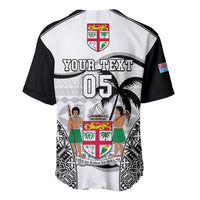 Custom Fiji Rugby Baseball Jersey World Cup 2023 Fijian Tapa Pattern Black Version LT05 - Polynesian Pride