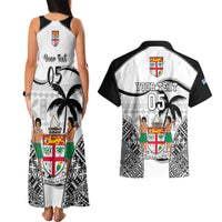 Custom Fiji Rugby Couples Matching Tank Maxi Dress and Hawaiian Shirt World Cup 2023 Fijian Tapa Pattern Black Version LT05 - Polynesian Pride