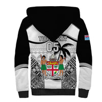 Custom Fiji Rugby Sherpa Hoodie World Cup 2023 Fijian Tapa Pattern Black Version LT05 - Polynesian Pride
