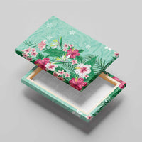 Hawaii Tropical Flowers Canvas Wall Art Polynesian Tattoo Mint Green LT05 - Polynesian Pride