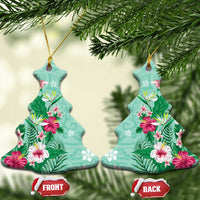 Hawaii Tropical Flowers Ceramic Ornament Polynesian Tattoo Mint Green LT05 Christmas Tree Green - Polynesian Pride