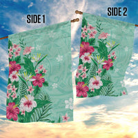Hawaii Tropical Flowers Garden Flag Polynesian Tattoo Mint Green LT05 - Polynesian Pride