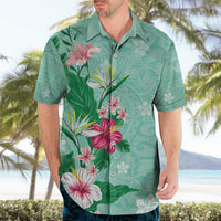 Hawaii Tropical Flowers Hawaiian Shirt Polynesian Tattoo Mint Green LT05 - Polynesian Pride